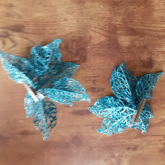 Blue Clip on poinsettia ornaments